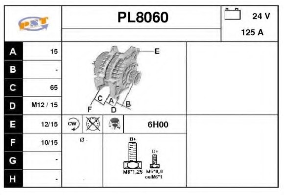 SNRA PL8060 Alternator